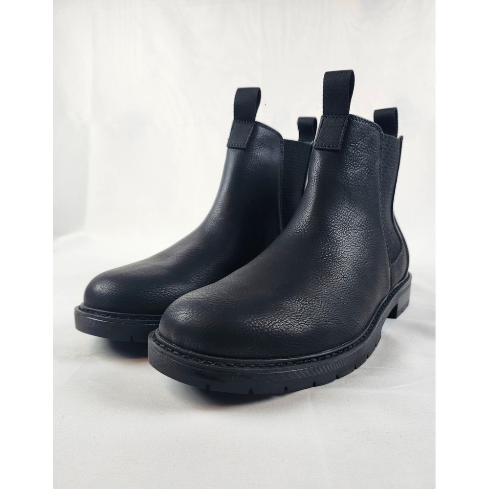 Portland Boot Company Men's Size 11 Wide Black Chelsea Boots Lug Sole Pull On‎